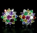 Праздничные пусеты с самоцветами Серебро 925