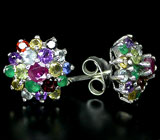 Праздничные пусеты с самоцветами Серебро 925