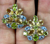 Замечательные серьги с перидотами, топазами и цитринами Серебро 925