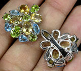 Замечательные серьги с перидотами, топазами и цитринами Серебро 925