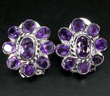 Серьги с яркими аметистами Серебро 925