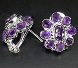 Серьги с яркими аметистами Серебро 925