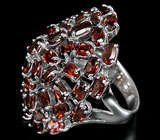 Великолепное крупное кольцо с гранатами Серебро 925