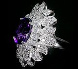 Кольцо с великолепным уругвайским аметистом Серебро 925