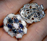 Серьги с белыми solid опалами и сапфирами Серебро 925