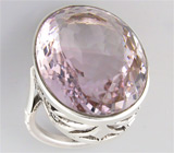 Высокое кольцо с крупным розовым аметистом Серебро 925