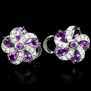 Превосходные серьги с аметистами