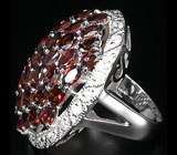 Роскошное крупное кольцо с гранатами Серебро 925