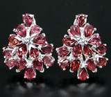 Замечательные серьги с гранатами Серебро 925