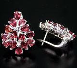 Замечательные серьги с гранатами Серебро 925