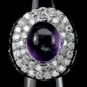 Перстень с кабошоном сливового аметиста