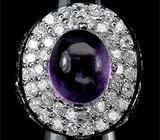 Перстень с кабошоном сливового аметиста Серебро 925