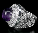 Перстень с кабошоном сливового аметиста Серебро 925