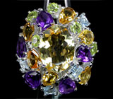 Массивное кольцо с самоцветами Серебро 925