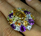 Массивное кольцо с самоцветами Серебро 925