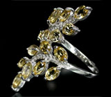 Элегантное кольцо с золотистыми цитринами Серебро 925