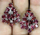 Замечательные серьги с гранатами Серебро 925