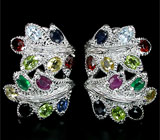 Оригинальные серьги с самоцветами Серебро 925