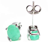 Пусеты с изумрудами Серебро 925