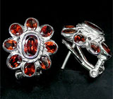 Замечательные серьги с гранатами Серебро 925
