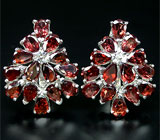 Замечательные серьги с гранатами Серебро 925