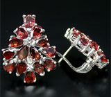 Замечательные серьги с гранатами Серебро 925