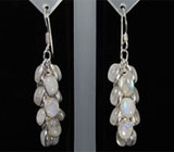 Серьги-гроздья с лунным камнем Серебро 925