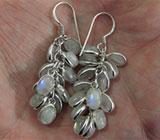 Серьги-гроздья с лунным камнем Серебро 925