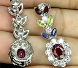 Серьги с рубинами и сапфирами Серебро 925