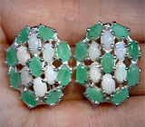 Серьги с изумрудами и solid опалами Серебро 925