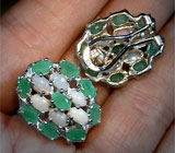 Серьги с изумрудами и solid опалами Серебро 925