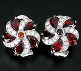 Превосходные серьги с гранатами Серебро 925