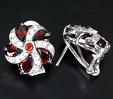 Превосходные серьги с гранатами Серебро 925