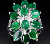 Кольцо с изумрудно-зелеными авантюринами Серебро 925