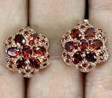 Симпатичные серьги с гранатами Серебро 925