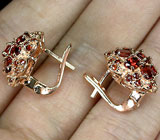 Симпатичные серьги с гранатами Серебро 925