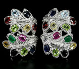 Эффектные серьги с самоцветами Серебро 925