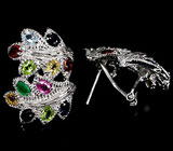 Эффектные серьги с самоцветами Серебро 925