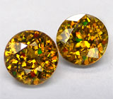 Пара золотистых сфенов 1,02 карат 