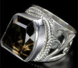 Перстень с дымчатым топазом Серебро 925