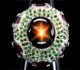 Роскошное кольцо со звездчатым сапфиром Серебро 925