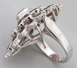 Великолепное крупное кольцо с гранатами Серебро 925