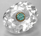 Голубой бриллиант в бесцветном цирконе Золото