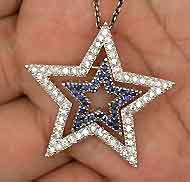 Кулон с синими сапфирами и цирконами