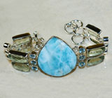 Браслет с крупным ларимаром Серебро 925