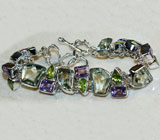 Браслет с аметистами и перидотами Серебро 925