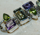 Браслет с аметистами и перидотами Серебро 925