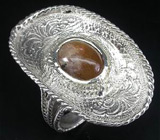 Необычное кольцо с солнечным камнем Серебро 925