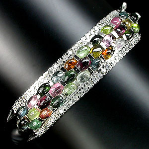 Браслет с разноцветными турмалинами