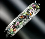 Браслет с разноцветными турмалинами Серебро 925